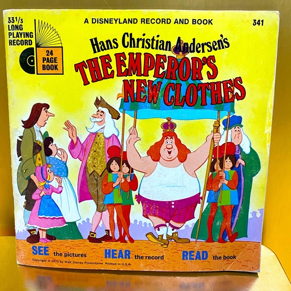 DISNEYLAND VTG 1970 THE EMPERORS NEW CLOTHES VINYL RECORD & READ ALONG STORYBOOK - Picture 1 of 15